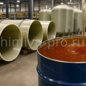 Изофталатная полиэфирная смола PRE-67 PIPE TYPE в бочке для намотки химстойких GRP-труб и ёмкостей для агрессивных сред
