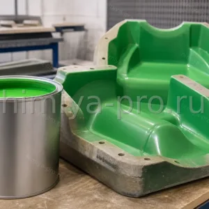 Зелёный огнестойкий полиэфирный гелькоут BRE 390 GREEN F/P в канистре для матричных покрытий и цветовой маркировки форм
