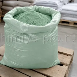 Зелёный порoshok sukhogo khromovogo dubitelya v meshke 25 kg — osnovnoy sulfat khroma III dlya kozhevennogo dubleniya