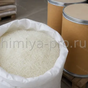 Белые игольчатые кристаллы лаурилсульфата натрия в мешке — анионный ПАВ для моющих и косметических средств