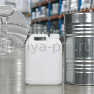 Бесцветная вязкая силиконовая жидкость Silicone 1501 в канистре и бочке на складе сырья для промышленных и косметических применений