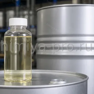 Базовое масло 95% — прозрачная или светло-жёлтая жидкость в пробирке на бочке 200 л, сырьё для смазочных материалов и химии