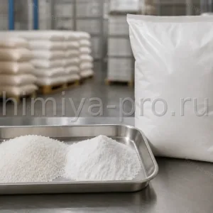 Глюконо-дельта-лактон Е575 ~99% в виде белых гранул и порошка в мешке для пищевой и технической промышленности