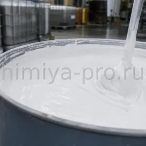Высоковязкая белая суспензия диоксида титана 80% в промышленной бочке для лакокрасочного производства