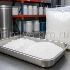Жирный спирт М68: восковые белые хлопья и гранулы смеси цетеарилглюкозида и цетеарилового спирта на складе сырья