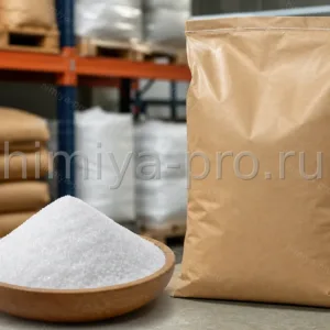 Белые кристаллы лимонного ангидрида CAS 5949-29-1 в мешках для сухих пищевых смесей и органического синтеза