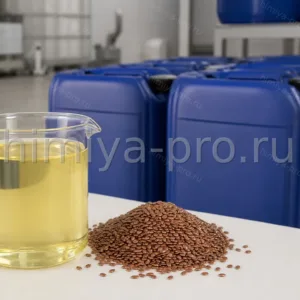 Светло-жёлтое рафинированное льняное масло CAS 8001-26-1 в канистрах с семенами льна на складе сырья