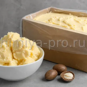 Кремово-жёлтый нерафинированный баттер муру-муру в миске и коробе — растительный жир амазонской пальмы для косметических формул
