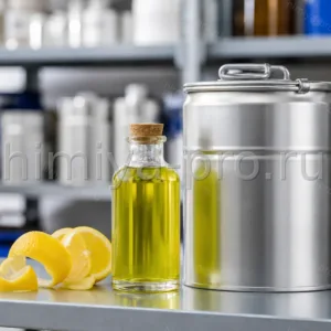 Эфирное масло лимона в стеклянном флаконе с дольками цитруса — натуральный дистиллят кожуры для парфюмерии