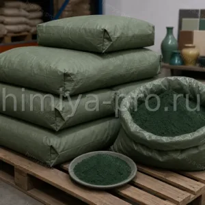 Зелёный порошок оксида хрома Cr₂O₃ CAS 1308-38-9 в мешке 25 кг — пигмент для красок, керамики и абразивов