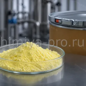 Жёлтый кристаллический порошок окситетрациклина — антибиотика тетрациклинового ряда для ветеринарии