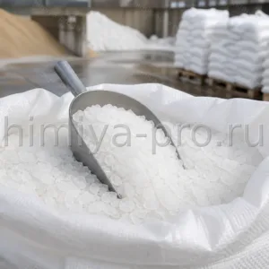 Белые гранулы хлорида магния гексагидрата в мешке 25 кг, реагент для дорожного пылеподавления и антигололёда