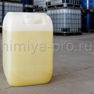 Жёлтый прозрачный раствор гидросульфида натрия 70% в пластиковой канистре — реактивная сера NaSH для промышленности