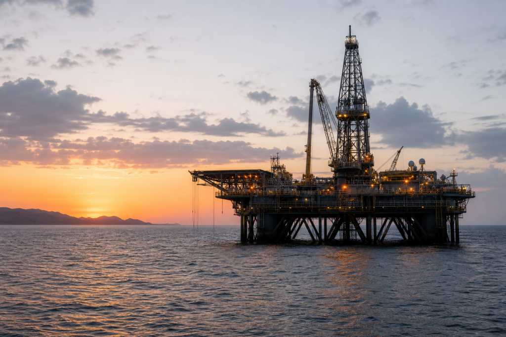 Морская нефтегазовая платформа в Каспийском регионе — добыча несвязанного газа на месторождении АЧG
