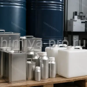Изооктан эталонный: бесцветный углеводород в канистрах и бочках на нефтехимическом складе