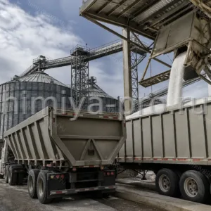 Насыпной карбамид с азотом более 45% у силосного комплекса: белые гранулы и хопперы для крупных агрохолдингов