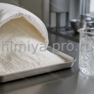 Белый порошок карбоксиметилцеллюлозы в мешке 25 кг и вязкий водный гель, загуститель E466