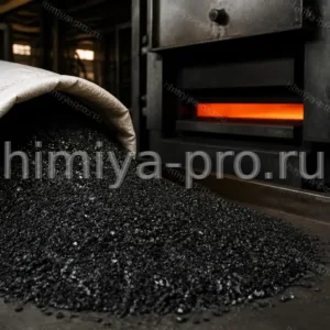 Чёрный сыпучий карбюризатор ДР в мешке 25 кг для цементации стали в термической печи