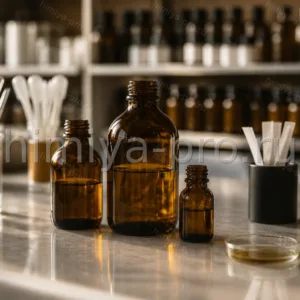 Светло-золотистое реконструированное масло мирта в тёмных флаконах для парфюмерии и косметических отдушек