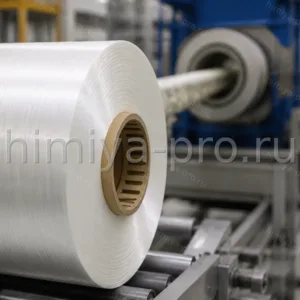 Белая непрерывная нить прямого стеклоровинга на цилиндрической бобине для намотки труб и пултрузии