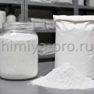 Белый инертный порошок сульфата бария BaSO4 по ГОСТ 3158-75 в лабораторных банках и мешках