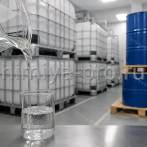 Вязкий бесцветный монопропиленгликоль USP в стакане, бочках 200 кг и еврокубах на складе фарм- и пищевых эксципиентов.