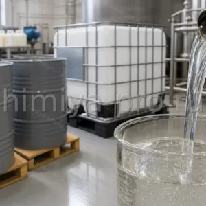Бесцветный вязкий глицерин марки Д-98 в бочках и IBC на участке производства моющих средств и полиолов