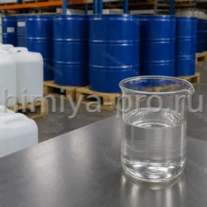 Вязкая бесцветная ортофосфорная кислота 85 процентов в стакане, канистрах и бочках на химическом складе