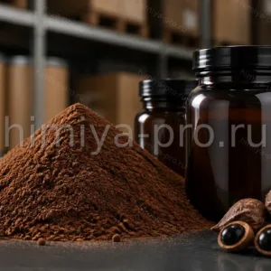 Тёмно-коричневый порошок экстракта гуараны в стеклянных банках, растительный кофеин для напитков и спортпита