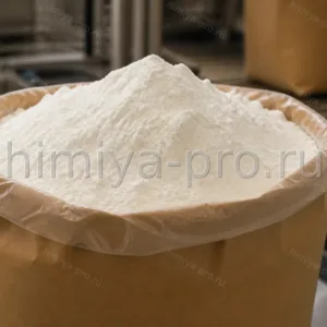 Белый порошок инулина из цикория в крафт-мешке 25 кг на линии фасовки пищевых ингредиентов