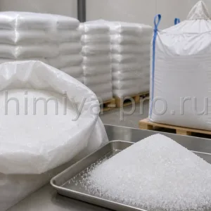 Белые кристаллы безводной лимонной кислоты Е-330 в мешках 25 кг и биг-бэге на складе кислот