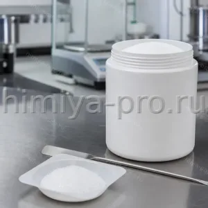 Белые кристаллы лимонной кислоты безводной в лабораторной банке 500 г, фармакопейный регулятор pH USP BP IP