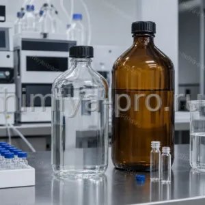 Бесцветный пропанол-1 HPLC Grade в лабораторных флаконах для подвижной фазы ВЭЖХ и ЖХ-МС