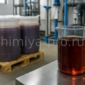 Тёмно-янтарная жидкость DTPMP-Na7 40–42,5 % в бочках 250 кг — ингибитор сульфатной накипи для региональных ТЭЦ.