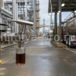 Тёмная горючая смесь углеводородов абсорбента А-2 марки B на пробоотборном узле нефтеперерабатывающего цеха