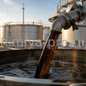 Налив тёмного углеводородного абсорбента А-2 марки А из заземлённого резервуара в промышленную ёмкость