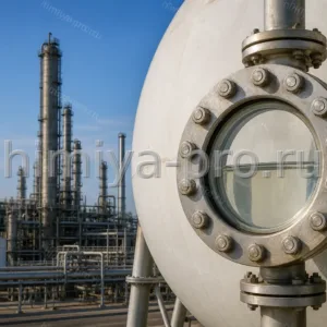 Резервуар и смотровое стекло бензина газового стабильного марки БТ на площадке пиролизного производства