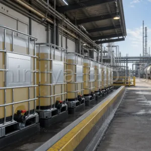 Пироконденсат Е-1 по ТС-КОС-059-2025: бледно-золотистая фракция ЖПП в еврокубах на эстакаде налива нефтехимического завода