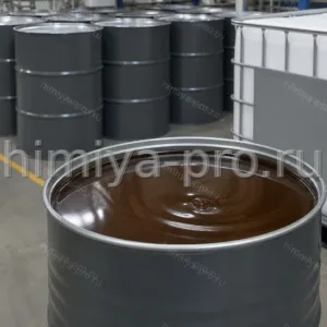 Тёмная изоцианатная жидкость в стальных бочках на складе заливки ППУ, компонент Б системы Сибуфом АИ/201