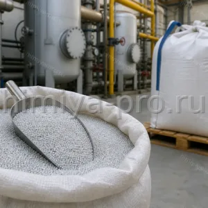 Белые гранулы силикагеля АСКГ в мешках и биг-бэге для осушки газов на нефтехимическом складе