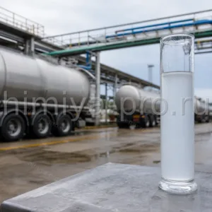 Автоцистерны с водным раствором кальцинированной соды на площадке водоподготовки нефтехимии