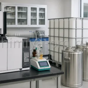 Этилацетат 99% CAS 141-78-6 в канистрах и IBC на лабораторном контроле качества экспортных поставок растворителя.